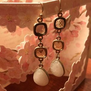 Dangle Earrings With Faceted Quartz Stones